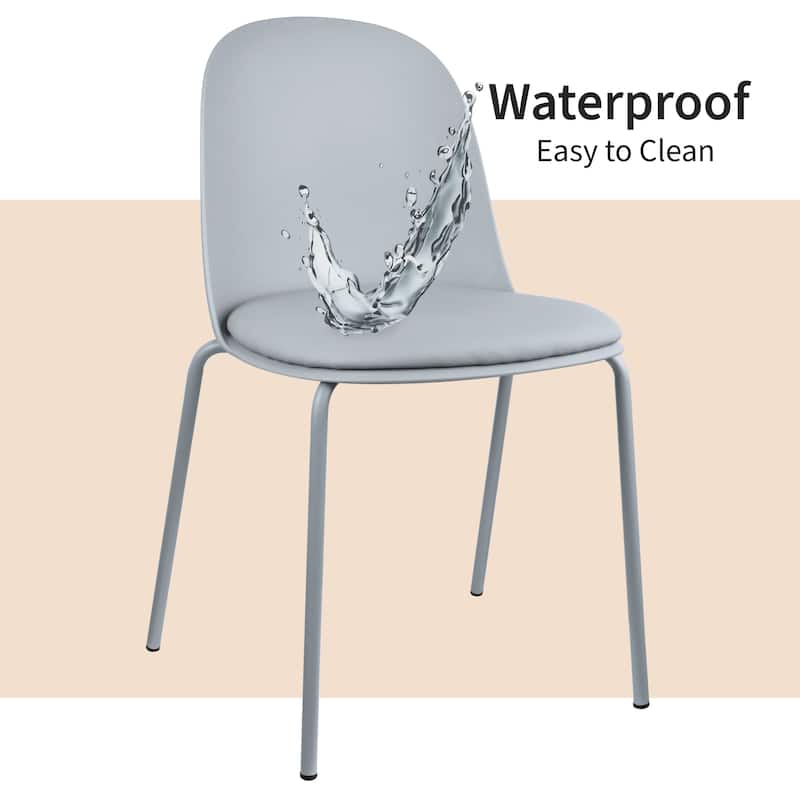 Set of 4 Plastic Dining Chairs Padded Seat Cushion For Kitchen Outdoor Patio Office Waiting Room Breakroom Guest