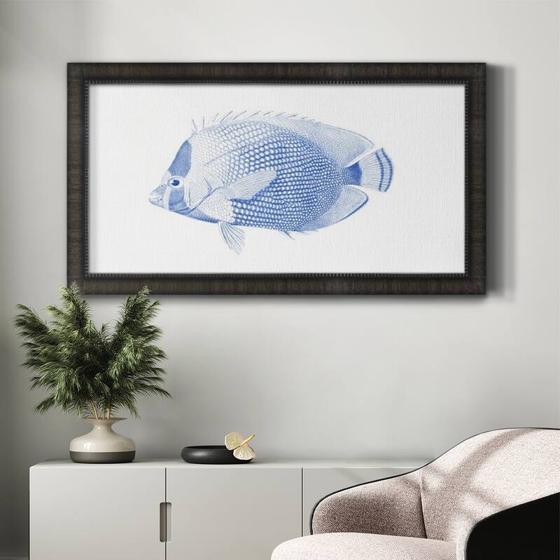 Blue & White Tropical Fish VI Premium Framed Canvas- Ready to Hang