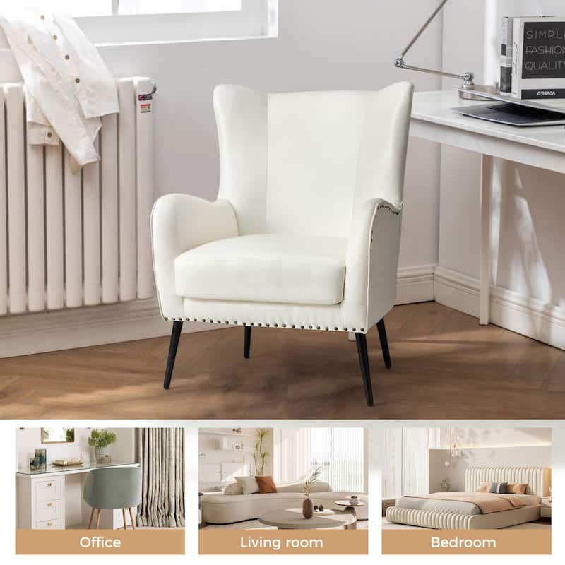 Invidiae Wooden Upholstered Armchair with Metal Legs Set of 2