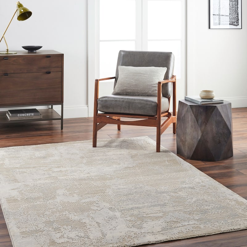 Oleander Distressed Abstract Area Rug - 6' 7" x 9' 6" - Grey/Beige