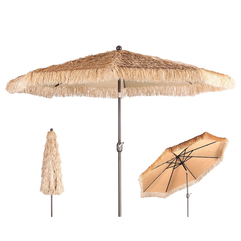 Aoodor 10FT Patio Umbrella Thatch Outdoor Umbrella