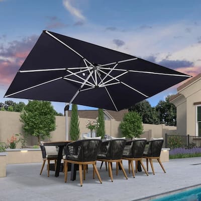 PURPLE LEAF Double Top 9x11/10x12/10x13ft Rectangle Umbrella Large Cantilever Outdoor Classic Umbrella with Base
