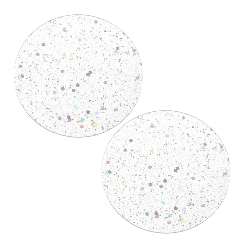 2pcs Foil Acrylic Cup Coasters, Round Acrylic Drink Coaster