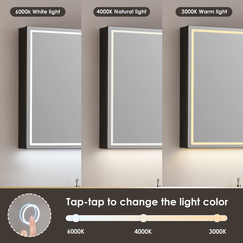 Hesili Rectangular Frameless LED Lighted Bathroom Mirror Medicine Cabinet
