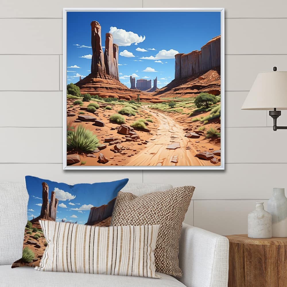 Designart "In The Wild West Desert Of Nevada" Western Green Wall Decor - Southwestern Entryway Framed Wall Art Print