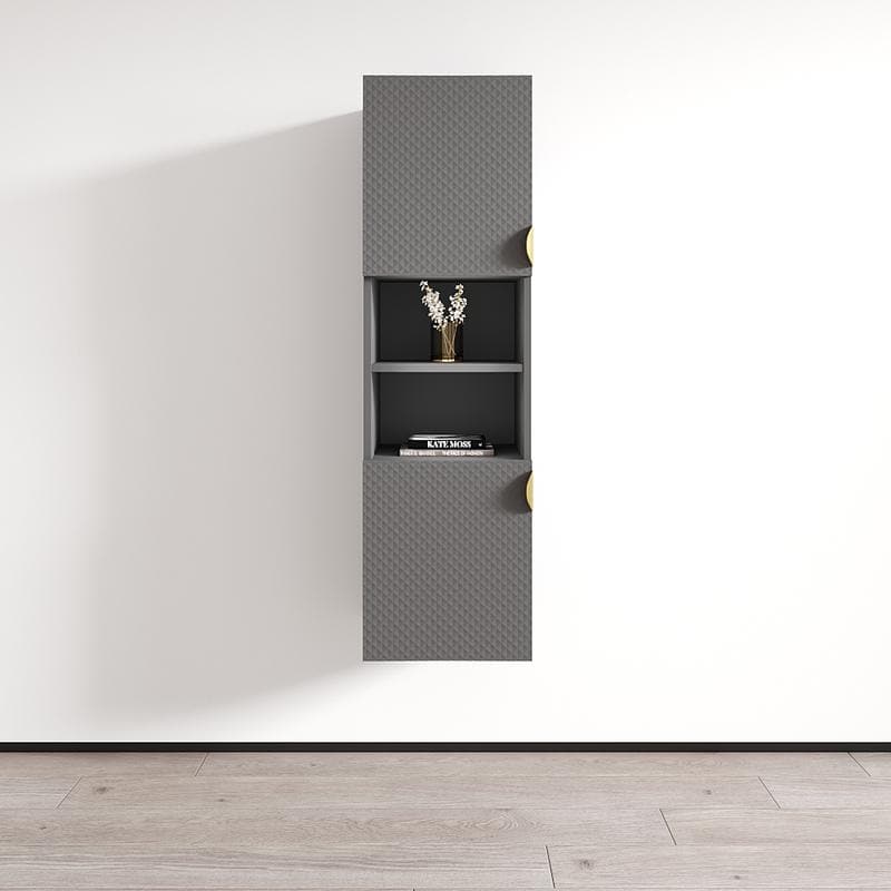 Meble Furniture Bali 05 Wall-Mounted Matte Bookcase 13.6W x 13.8D x 47.2H Inches European Modern Minimalist Design