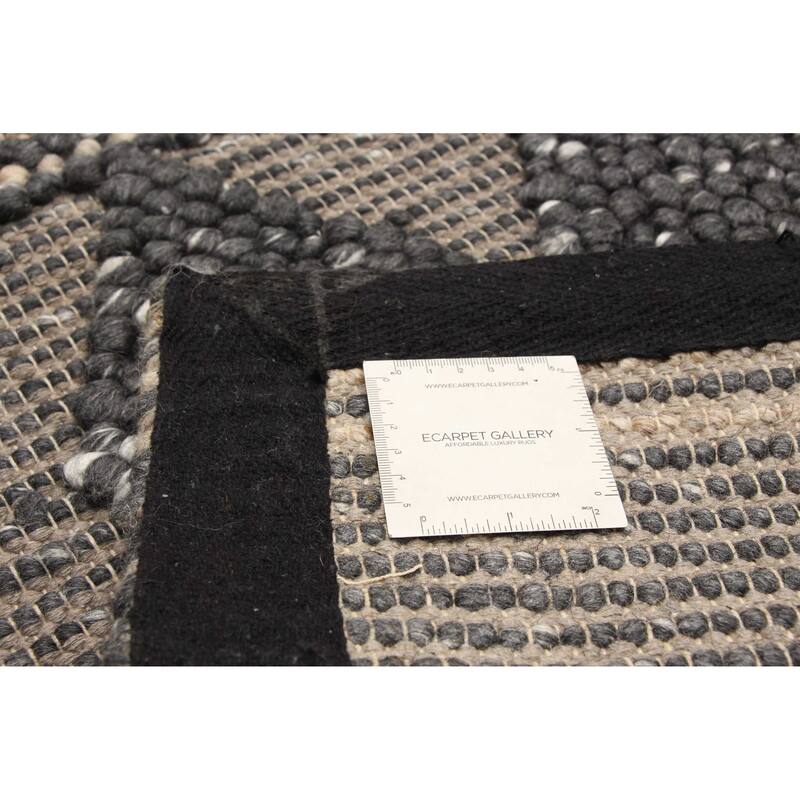 ECARPETGALLERY Braid weave Sienna Grey Wool Rug - 6'0 x 8'11