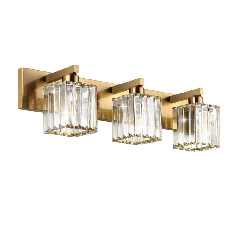 3 Light vanity light gold light fixtures aluminum, crystal bathroom lighting