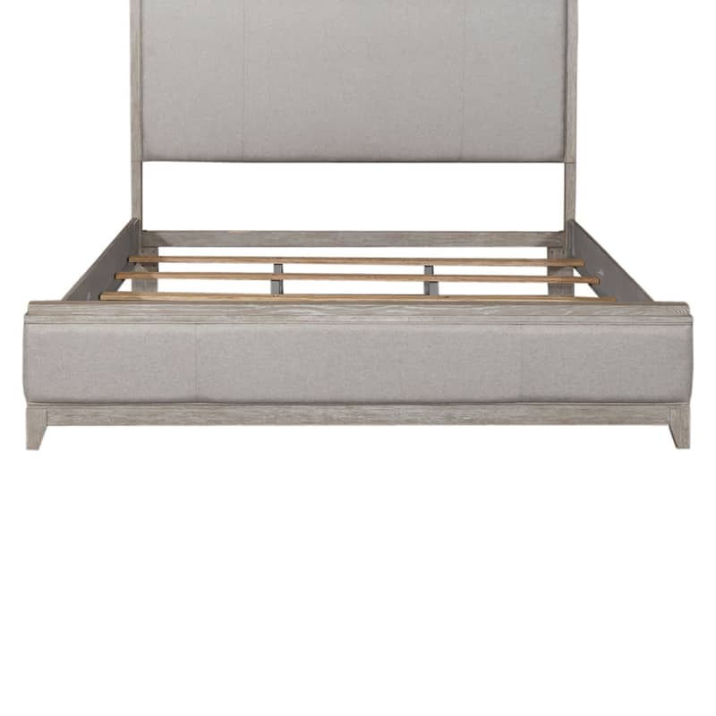 Belmar Washed Taupe & Silver Champagne King Upholstered Bed