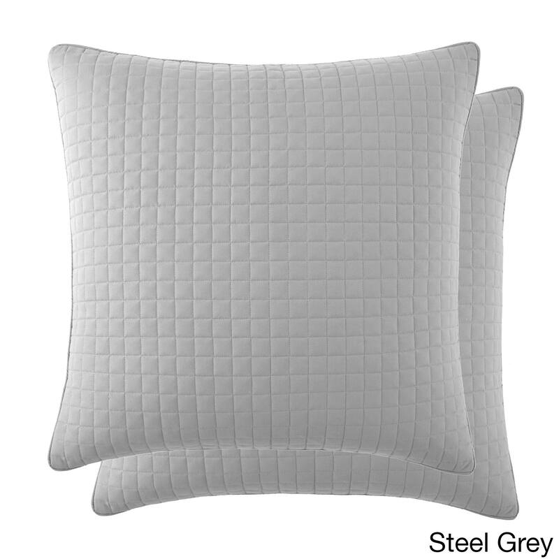 Beautiful Square Stitched Quilted Shams Covers (Set of 2) by Southshore Fine Linens - 20 x 26 - Grey