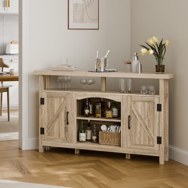 Farmhouse Corner TV Stand for TVs up to 60", Entertainment Center with Storage Cabinets - 31.81'' H X 54.02'' W X 15.35'' D