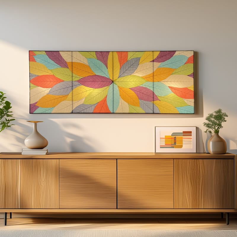 Eangee Handmade Sunburst Panel Wall Lamp, Cocoa Leaves Shade, 22 x 6 x 58 in. - 22 x 58 x 6 in