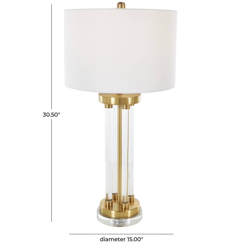 Clear Crystal Rods Room Table Lamp with Gold and Silver Base