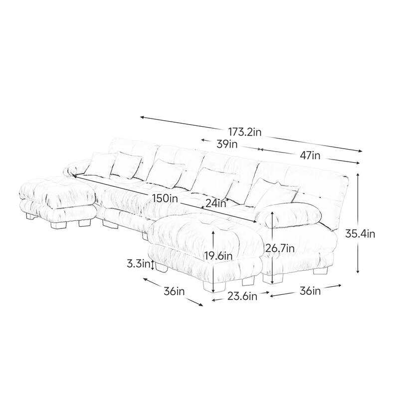 Free Combination Modular Chenille Sectional Sofa Comfy Cloud Couch for Living Room