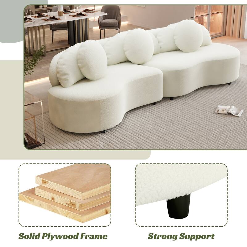 103.5" Lamb Velvet Armless Sofa with 6 Pillows and Floating Design