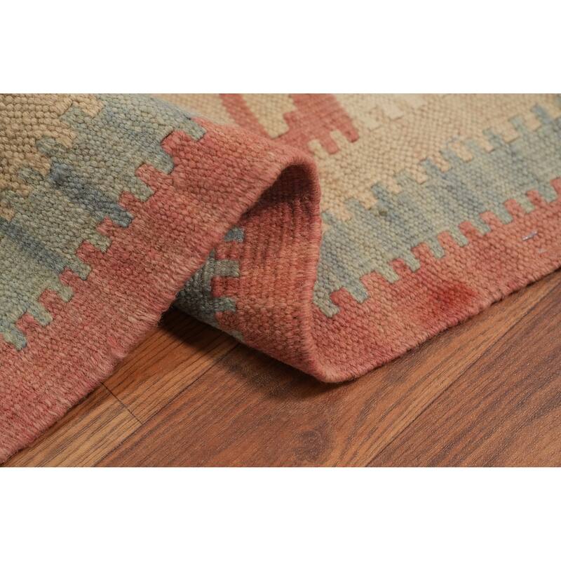 Hand Woven Southwestern Wool Blue Geometric Area Rug - 6' 2'' X 4' 3''