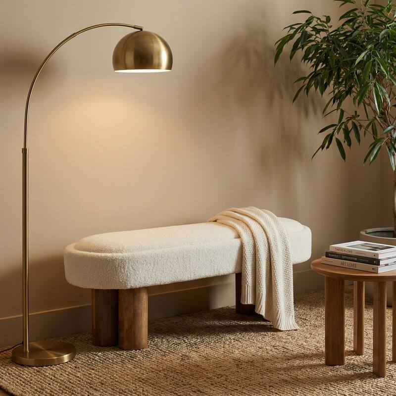 50 in. Cream Upholstered Accent Bench with Solid Wood Frame