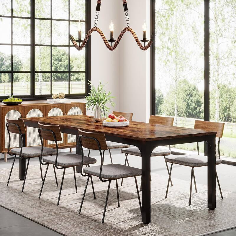 78.7" Rectangle Wood Dining Table, Long Kitchen Table for Living/Dining Room