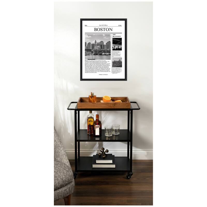 Kate and Laurel Boston Article by Megan Ryan Framed Canvas Wall Art Print