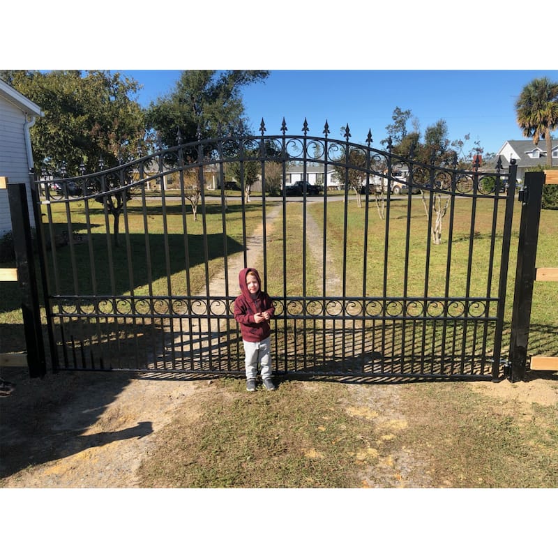 ALEKO London Style 16 ft Single Steel Driveway Gate with Pedestrian Gate