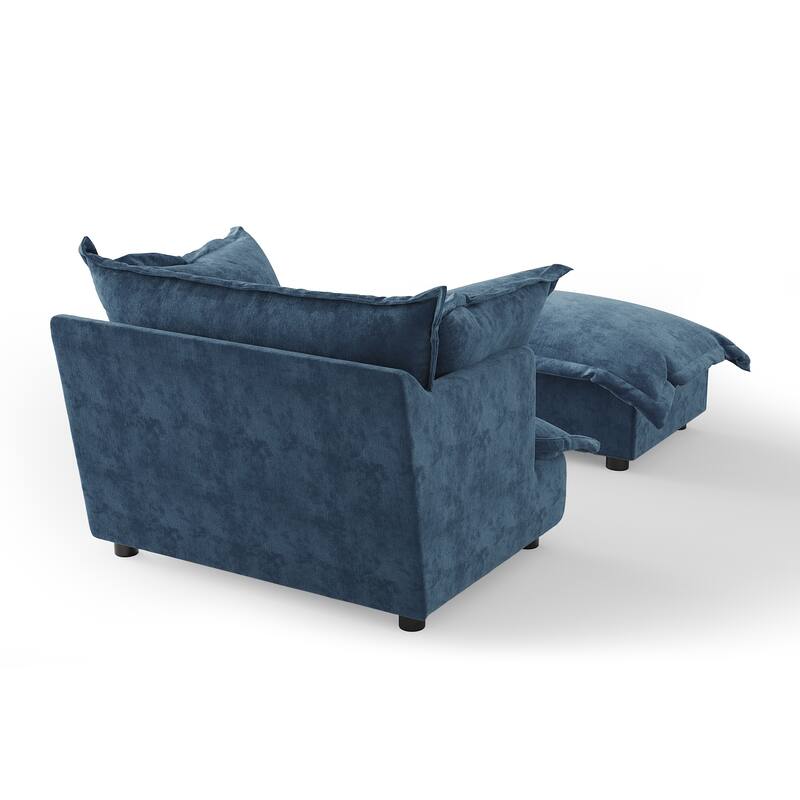 Modern Cloud Chaise Longue Accent Chair with Ottoman set