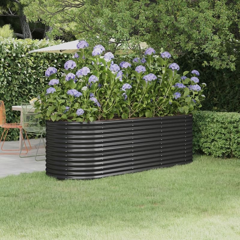 vidaXL Raised Garden Bed Raised Flower Bed Galvanized Steel Outdoor Planter - 88.2"x31.5"x26.8" - Anthracite