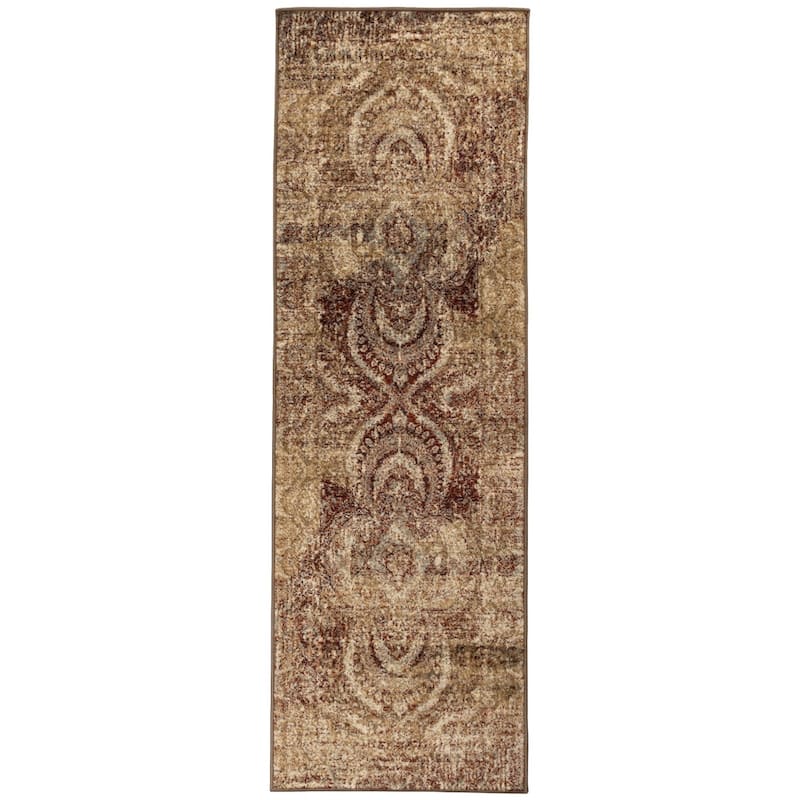 Superior Salford Vintage Abstract Medallion Plush Indoor Runner or Area Rug - 2' 7" x 8' - Maroon