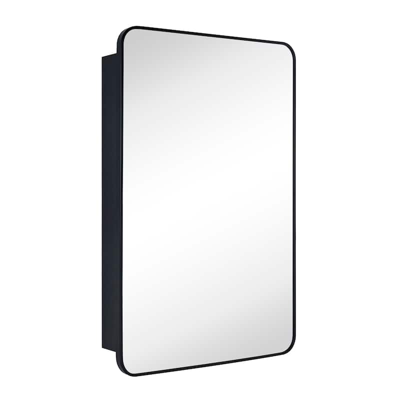 TEHOME Garnes Recessed or Surface Mount Framed Medicine Cabinet with Adjustable Shelves - 24'' x 36'' - Black