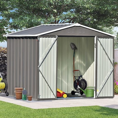 8FTx6FT Garden Storage Shed with Lockable Doors and Foundation Frame ...
