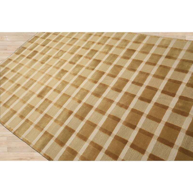 6'1''x9'2'' Hand Knotted Wool Moss Modern & Contemporary Cut Pile Rug - 6' 1'' x 9' 2''