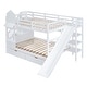 preview thumbnail 6 of 10, Full-Over-Full Bunk Bed with 2 Drawers, Castle Style Bed with 3 Storage Shelves, Storage Bed with Slide, White