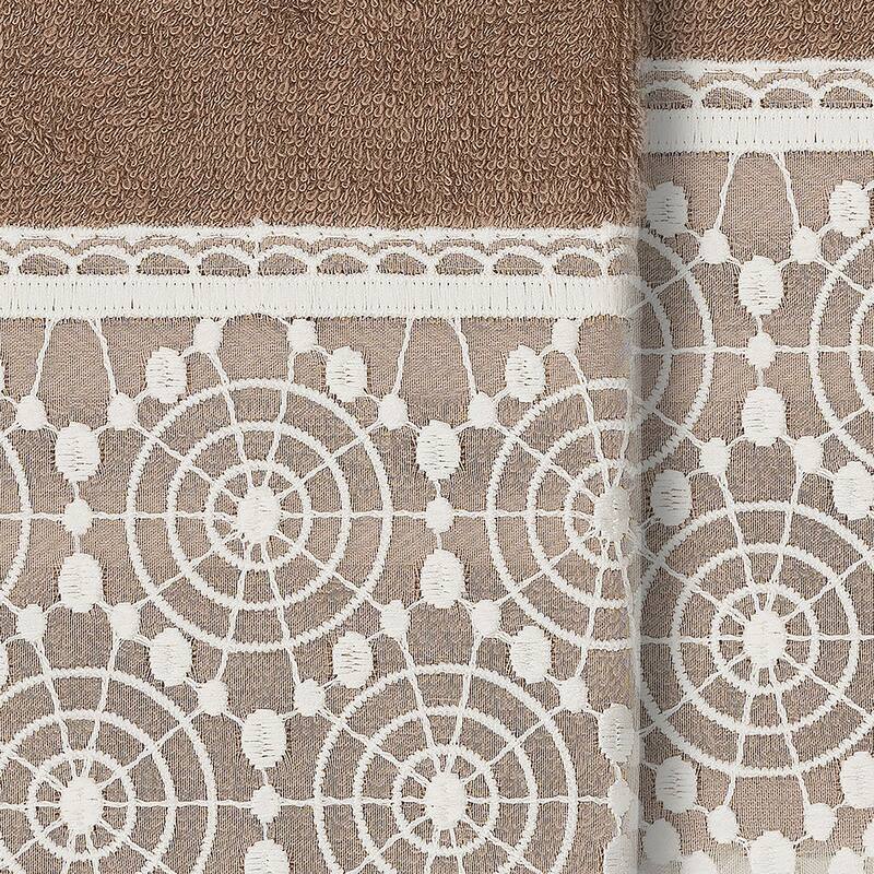 Authentic Hotel and Spa 100% Turkish Cotton Arian 2PC Cream Lace Embellished Hand Towel Set