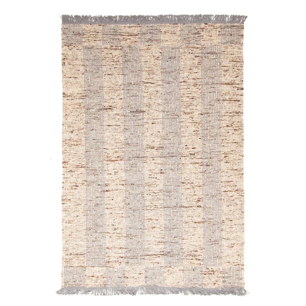 ECARPETGALLERY Braid weave Sienna Beige Wool Rug - 5'2 x 7'6