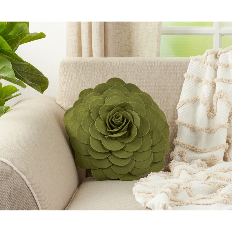 Elegant Textured Colorful Decorative Flower Throw Pillow - 16"x16 - Kiwi
