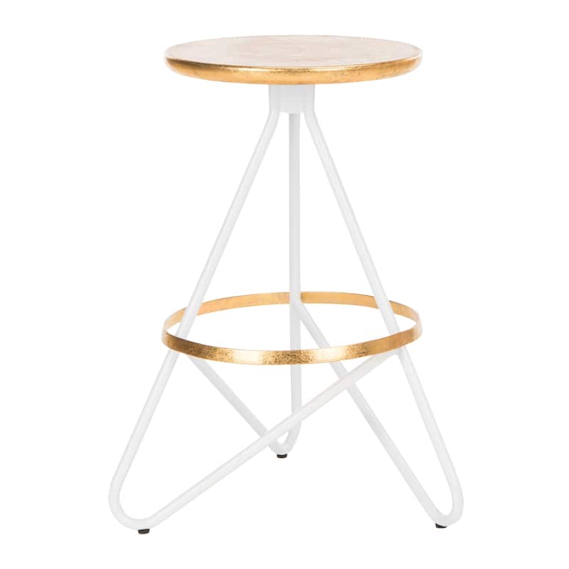 SAFAVIEH Shelley -24 Inch Silver Leaf Counter Stool - 16.5" x 16.5" x 24" - 17Wx17Dx24H