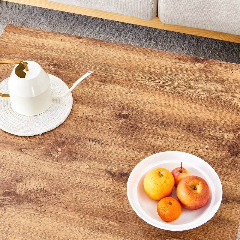 Square MDF Coffee Table - 31.5"x31.5" with Tempered Glass Legs.Density Board Sticker,Reinforced Glass Legs