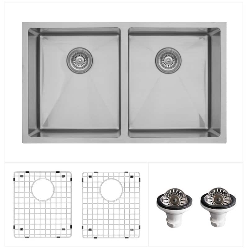 Karran USA EL-76-PK1 Elite 32" Undermount Double Basin Stainless Steel - Stainless Steel - Stainless Steel