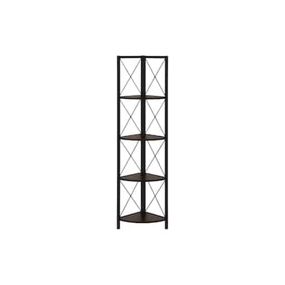 Bookshelf, Bookcase, Etagere, Corner, 4 Tier, 60"h, Office, Bedroom, Laminate, Metal, Contemporary, Modern