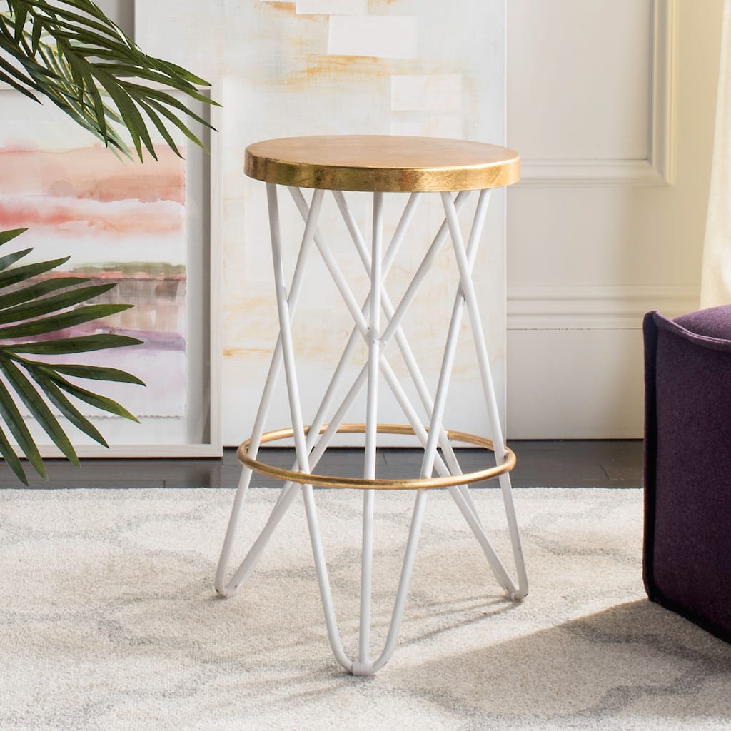 SAFAVIEH Paulette Gold Leaf Counter Stool - 17" x 17" x 24" - 17Wx17Dx24H