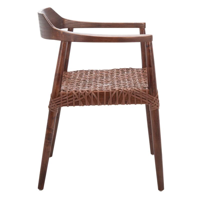 Munro Wanda Woven Leather & Solid Wood Accent Chair (Fully Assembled) - 22" W x 20.5" L x 28.5" H - 22Wx21Dx29H
