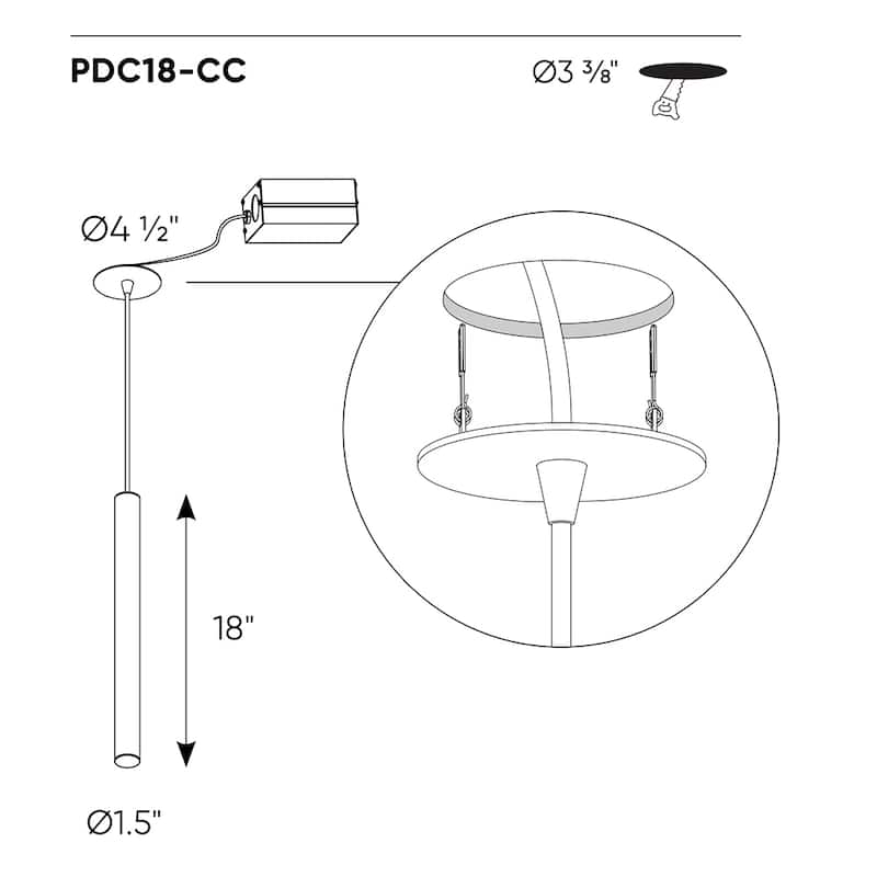 Nova 18 Inch Cylindrical LED CCT Pendant - 18"
