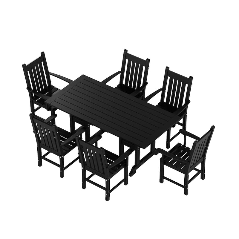 Laguna Hdpe All Weather Outdoor Patio Dining Set with Rectangle Table, Arm Chairs (7-Piece Set)