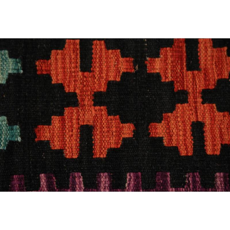 Colorful Trellis Kilim Area Rug Hand-Woven Wool Carpet - 8'3" x 11'8"