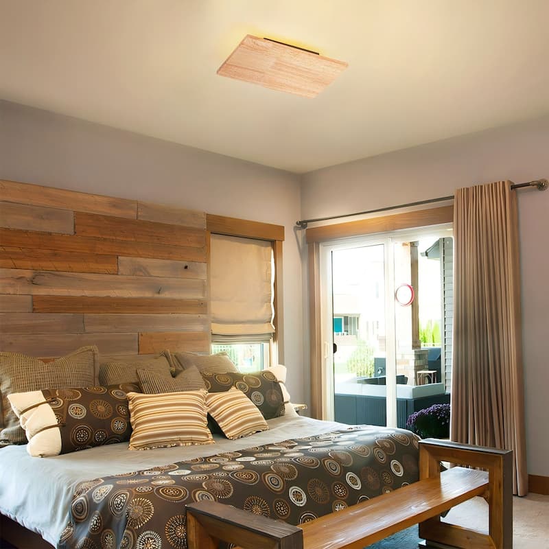 46.5" Natural Oak Rectangular Warm Light LED Wall Sconce for Living Room, Bedroom, Dining Area