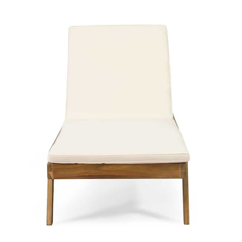 Caily Outdoor Acacia Wood Outdoor Chaise Lounge with Cushions by Christopher Knight Home