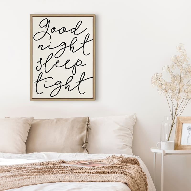 Kate and Laurel Sylvie Sleep Tight Framed Canvas by Maggie Price