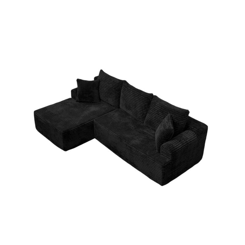 L-Shaped Corner Sectional Sofa Set with Side Chaise Lounge, Soft Foam Cushion Modular Sofa Corduroy Leisure Couch