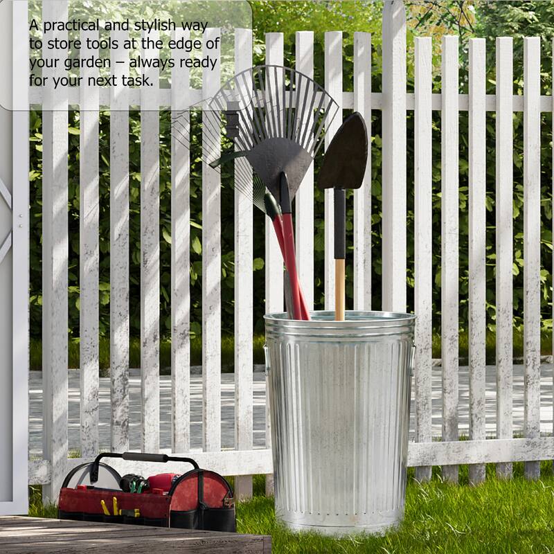 Round Galvanized Steel, Trash Can with Lid - Durable Metal Bucket for Backyard, Lawn, Garden and Yard Use