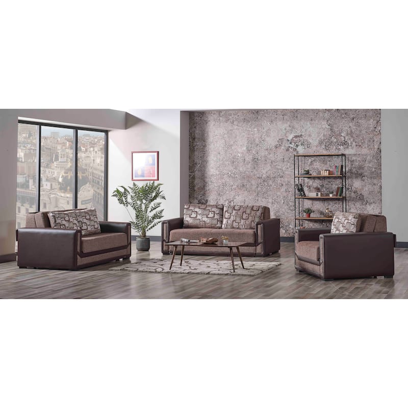 Collection Upholstered Convertible Loveseat With Storage