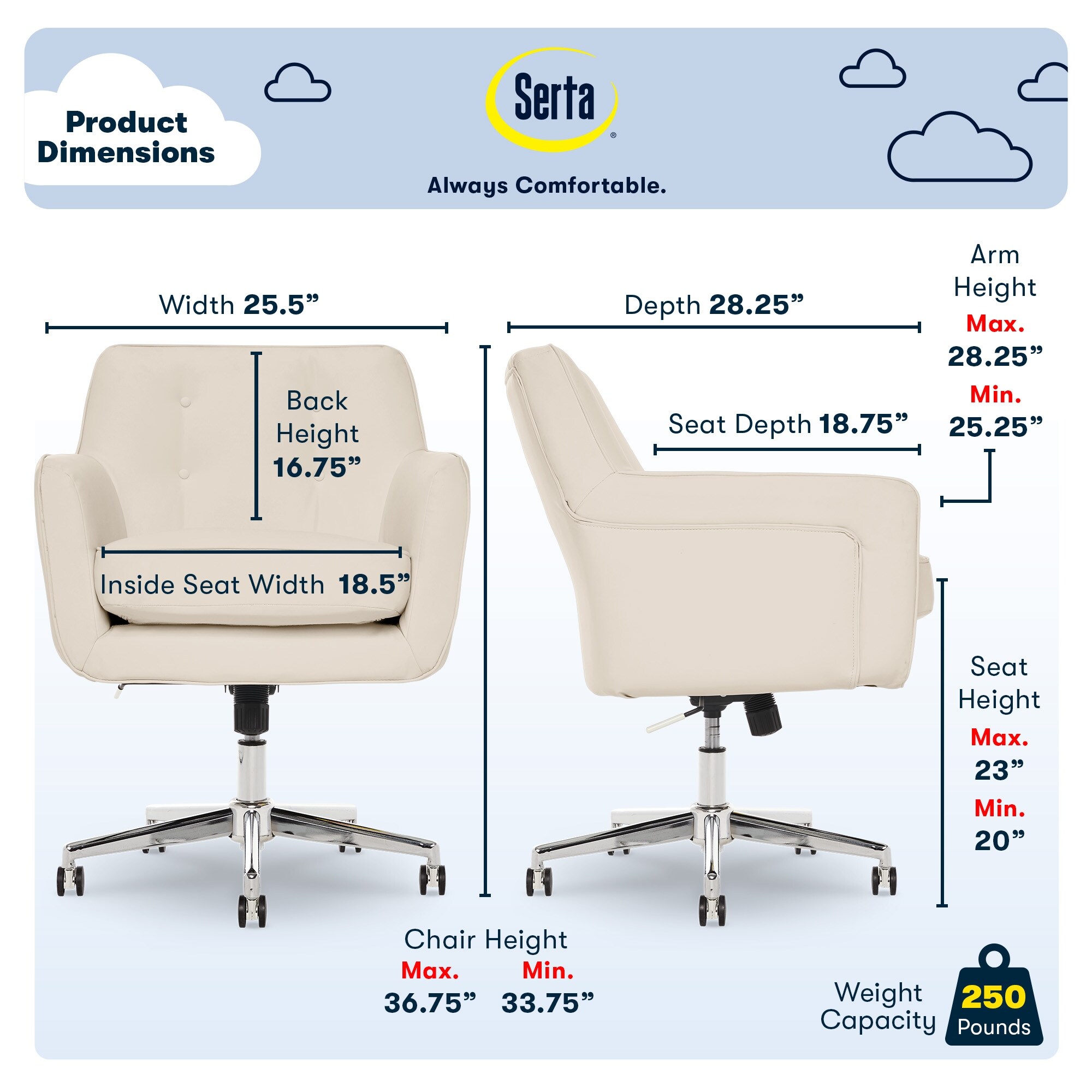 Serta ashland task chair ivory sales